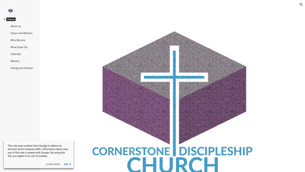 Screenshot of the Cornerstone Discipleship Church Taunton website