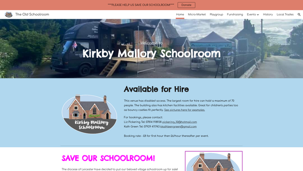 Screenshot of the Kirkby Mallory Schoolroom website