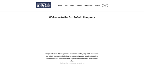 Screenshot of the 3rd Enfield Boys' Brigade website