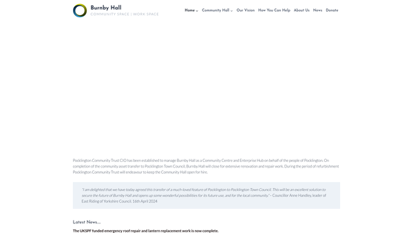 Screenshot of the Pocklington Community Trust website