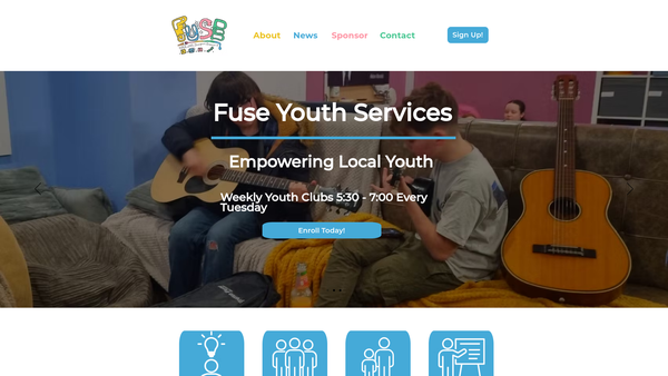Screenshot of the Fuse Youth Services website