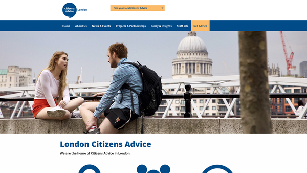 Screenshot of the London Citizens Advice Ltd website