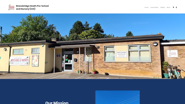 Screenshot of the Bracebridge Heath Pre-School And Nursery CIO website