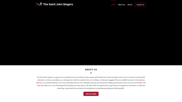 Screenshot of the The Saint John Singers website