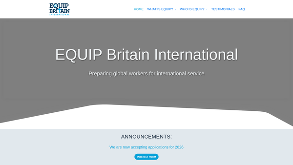 Screenshot of the Equip Britain International website