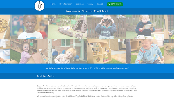 Screenshot of the Stretton Pre School website