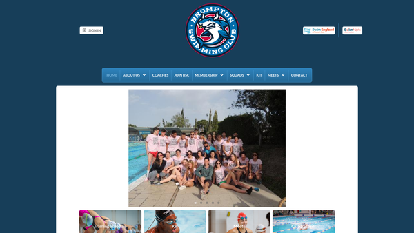 Screenshot of the Brompton Swimming Club website