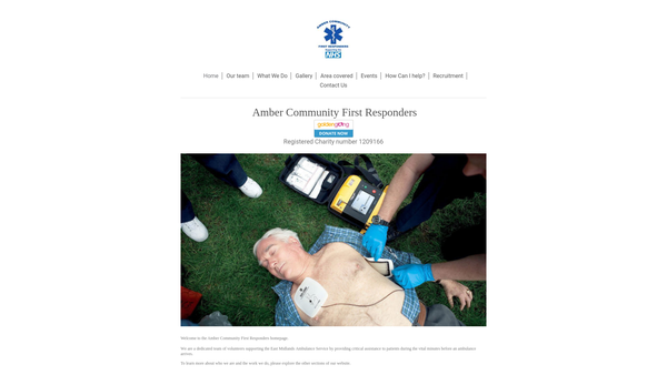 Screenshot of the Amber Community First Responders website