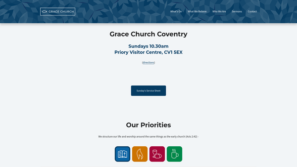 Screenshot of the Grace Church Coventry website