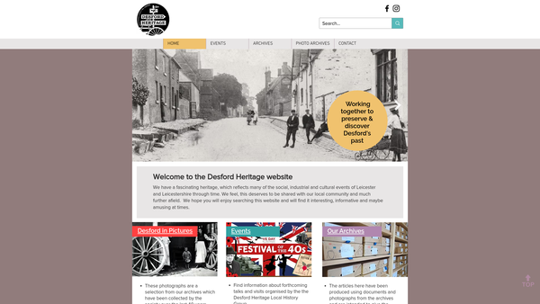 Screenshot of the Desford Heritage website