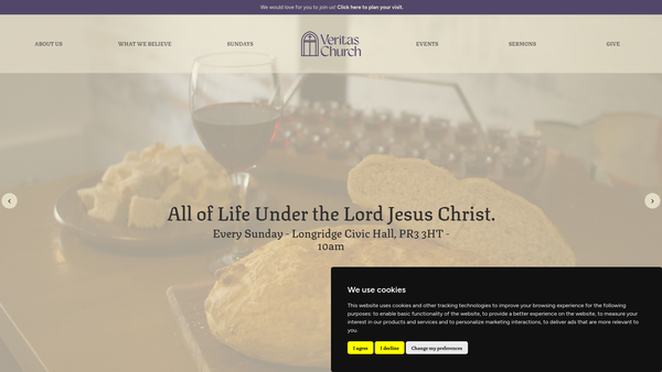 Screenshot of the Veritas Church website