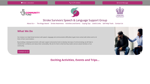 Screenshot of the Stroke Survivors Speech & Language Support Group website
