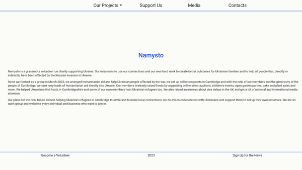 Screenshot of the Namysto website