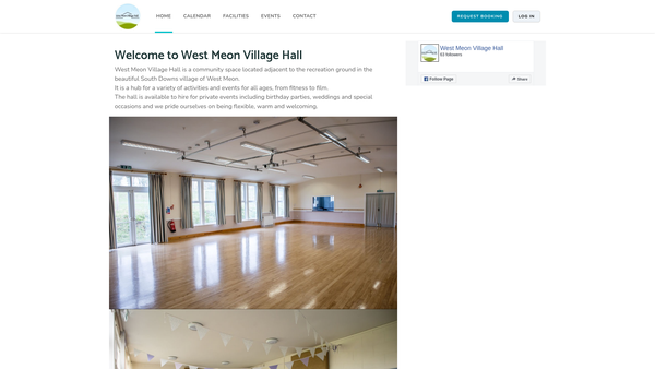 Screenshot of the West Meon Village Hall website