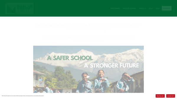 Screenshot of the Pahar Trust Nepal website