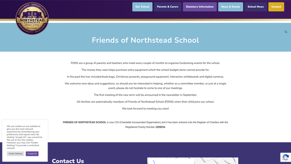 Screenshot of the Friends Of Northstead School website