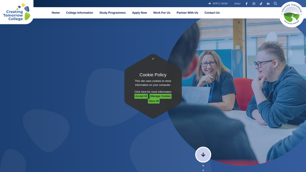 Screenshot of the Creating Tomorrow College website