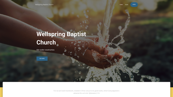 Screenshot of the Wellspring Baptist Church, Newark website