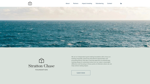 Screenshot of the Stratton Chase Foundation website