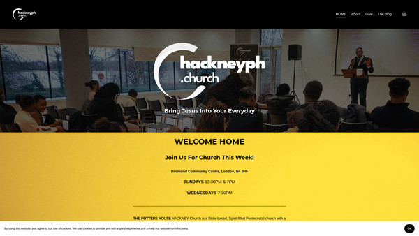 Screenshot of the The Potters House Christian Fellowship UK Hackney Church website