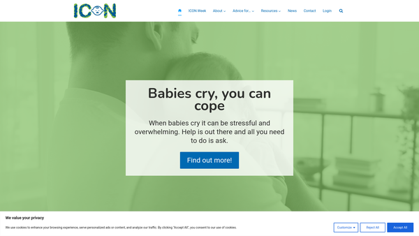 Screenshot of the Icon: Babies Cry, You Can Cope website