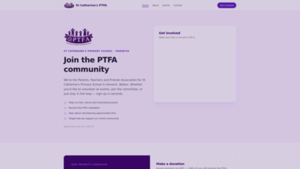 Screenshot of the St Catherine's Horwich PTFA website
