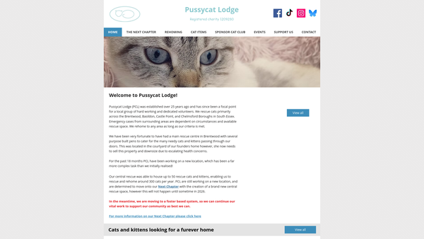 Screenshot of the Pussycat Lodge website