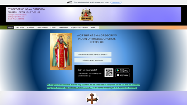 Screenshot of the St Gregorios Indian Orthodox Church, Leeds website