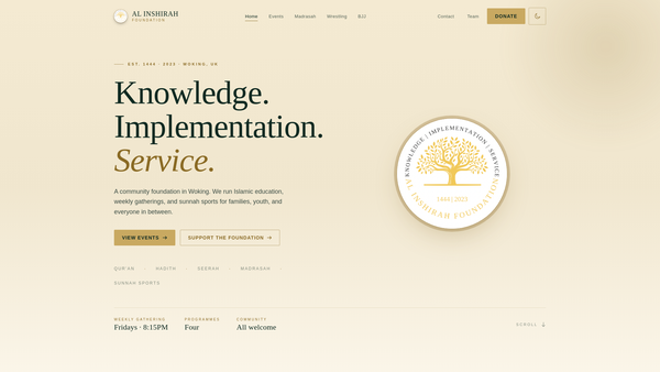 Screenshot of the Al Inshirah Foundation website