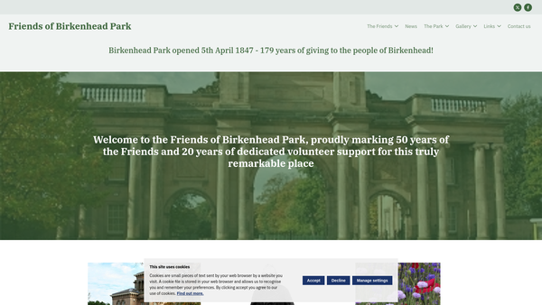 Screenshot of the The Friends Of Birkenhead Park website