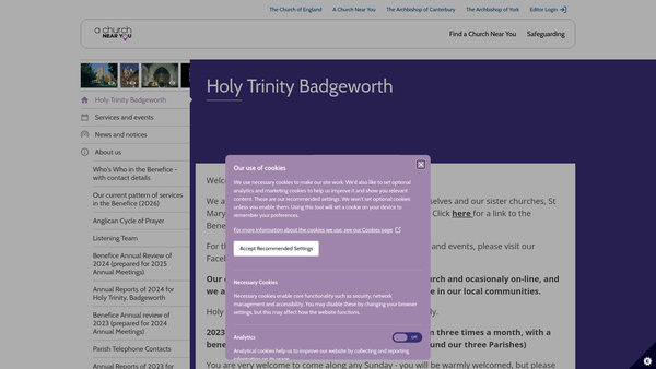 Screenshot of the Holy Trinity Church Badgeworth website