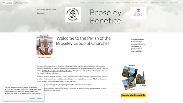 Screenshot of the The Parochial Church Council Of The Ecclesiastical Parish Of The Broseley Group Of Churches In The Diocese Of Hereford website