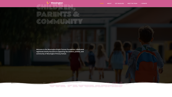 Screenshot of the Wessington Bright Futures Foundation website