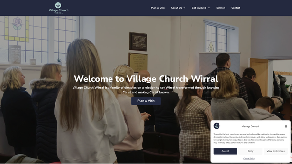 Screenshot of the Village Church Wirral website