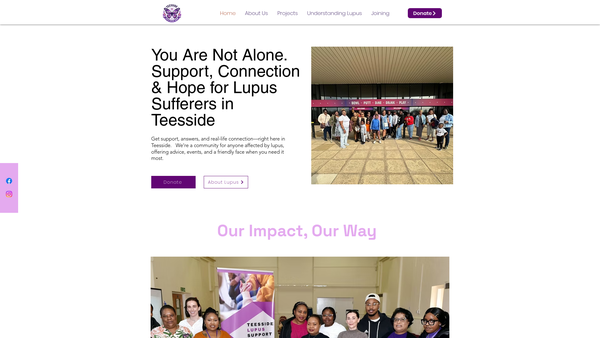 Screenshot of the Teesside Lupus Support Group website