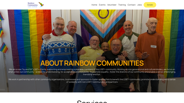 Screenshot of the Rainbow Communities CIO website