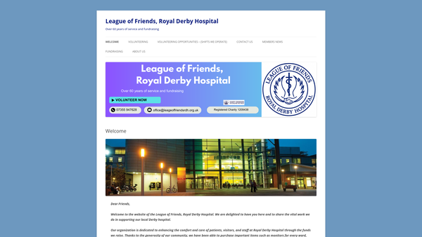 Screenshot of the League Of Friends, Royal Derby Hospital website