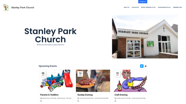 Screenshot of the Stanley Park Evangelical Free Church website