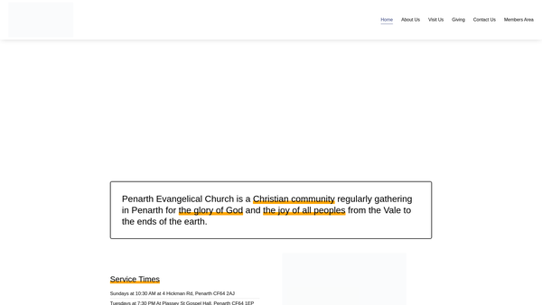 Screenshot of the Penarth Evangelical Church website