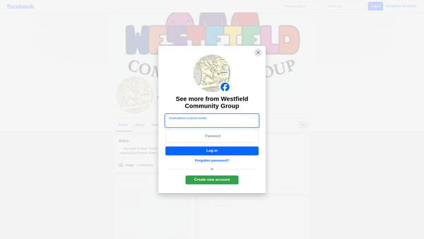 Screenshot of the Westfield Community Group (Sheffield) website