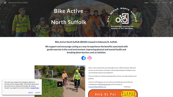 Screenshot of the Bike Active North Suffolk website