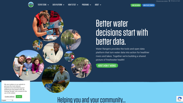 Screenshot of the Water Rangers website
