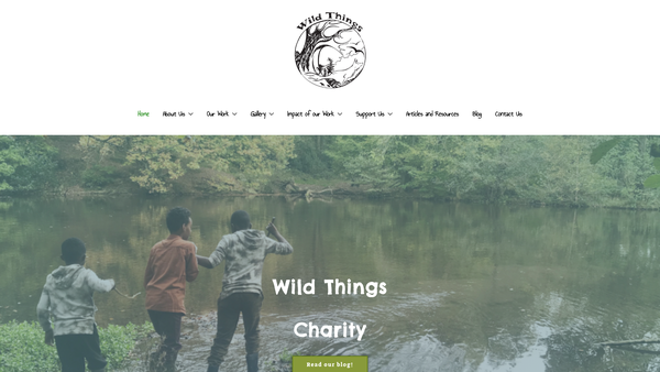 Screenshot of the Wild Things Charity website