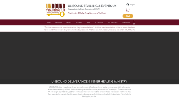 Screenshot of the Unbound Deliverance Ministry Training And Events UK website