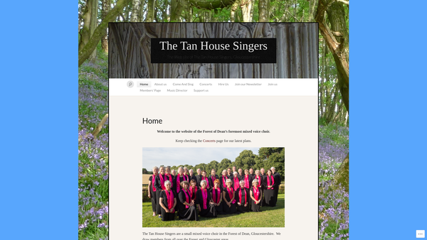 Screenshot of the The Tan House Singers website