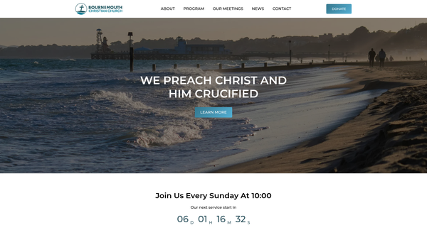 Screenshot of the Bournemouth Christian Church website