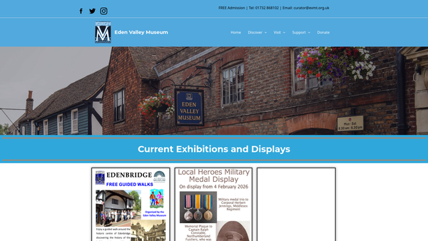 Screenshot of the Eden Valley Museum Trust website