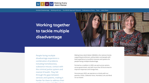 Screenshot of the Making Every Adult Matter website
