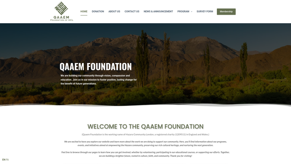 Screenshot of the Hazara Community London website