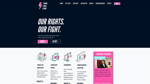 Screenshot of the Trans Legal Foundation website